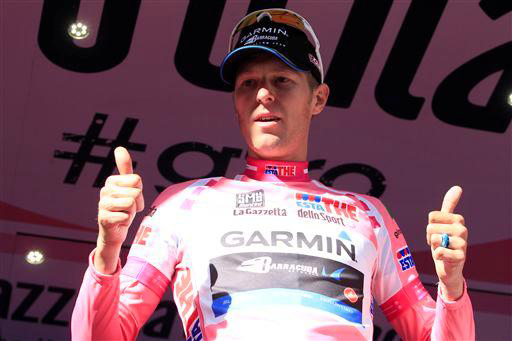 Hesjedal in pink for the first time.  Cor Vos